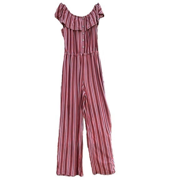 Derek Heart jumpsuit sleeveless stripes reddish/pink black & white size medium - Picture 1 of 7